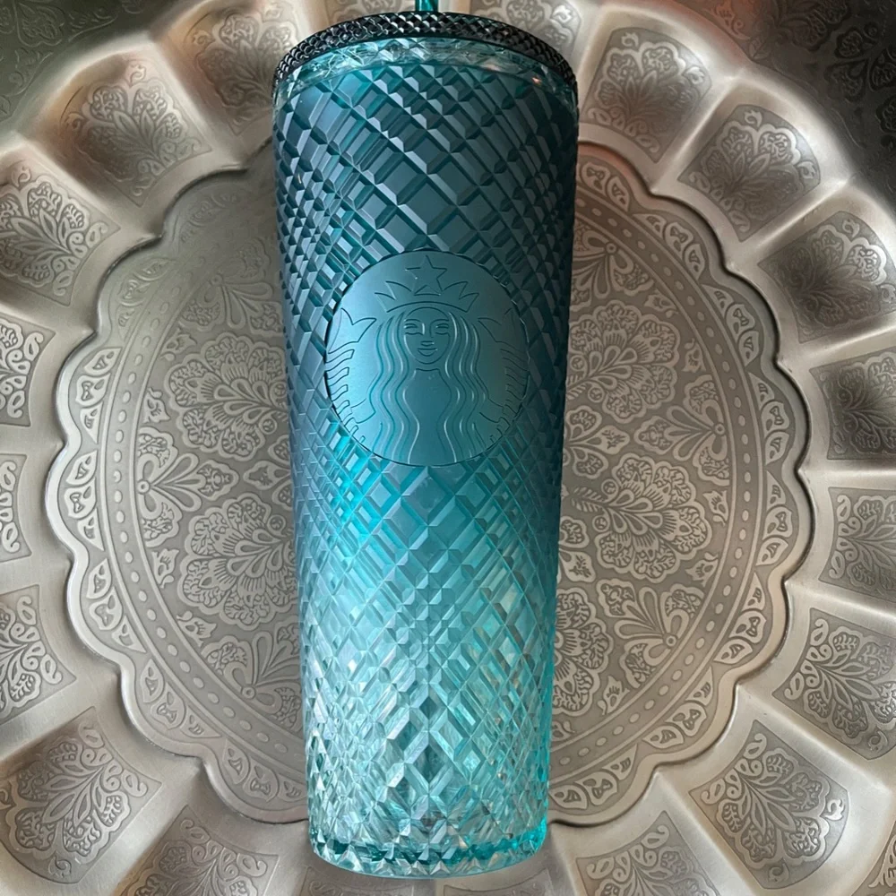 STARBUCKS 2023 24 oz Green Ombre Jeweled Tumbler - Picture 8 of 8